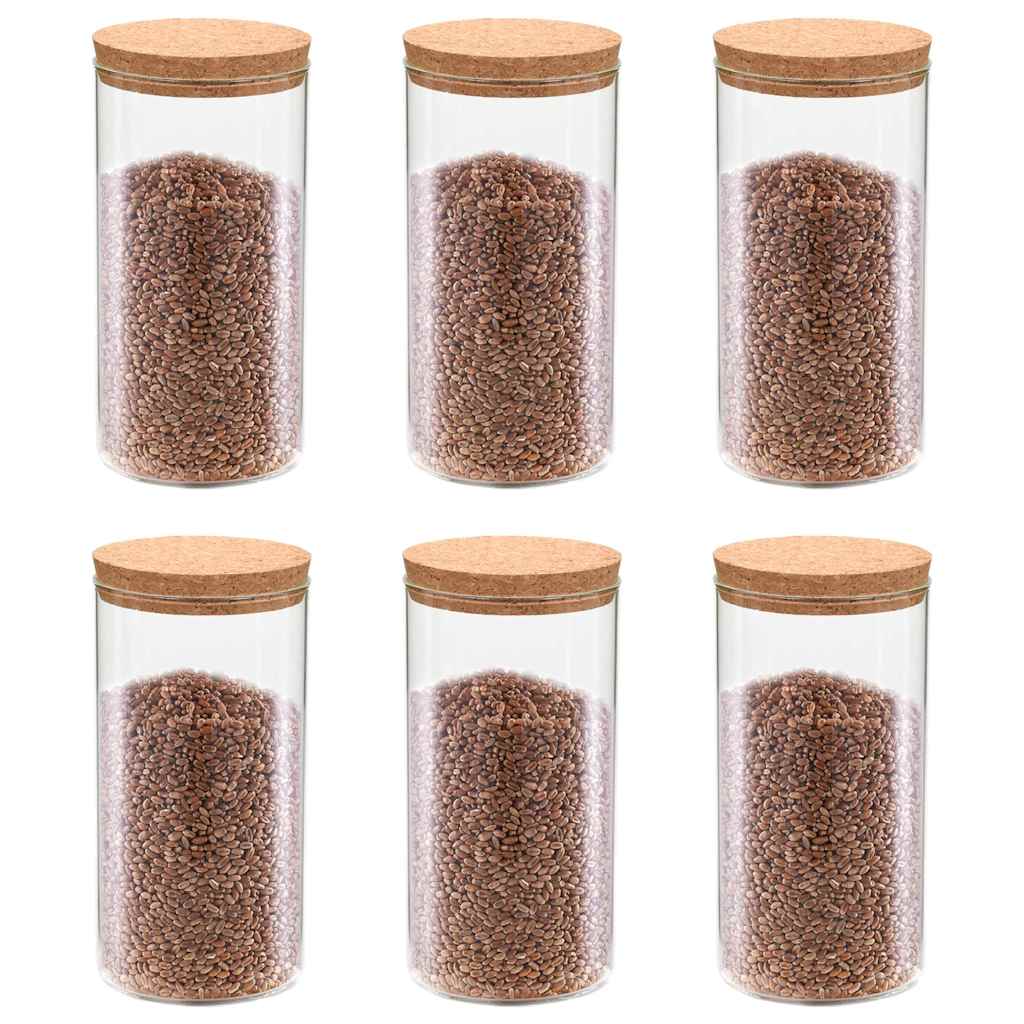 vidaXL Storage Glass Jars with Cork Lid 6 pcs 1400 ml 1