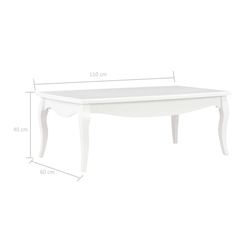 Coffee Table White 110x60x40 cm Solid Pine Wood