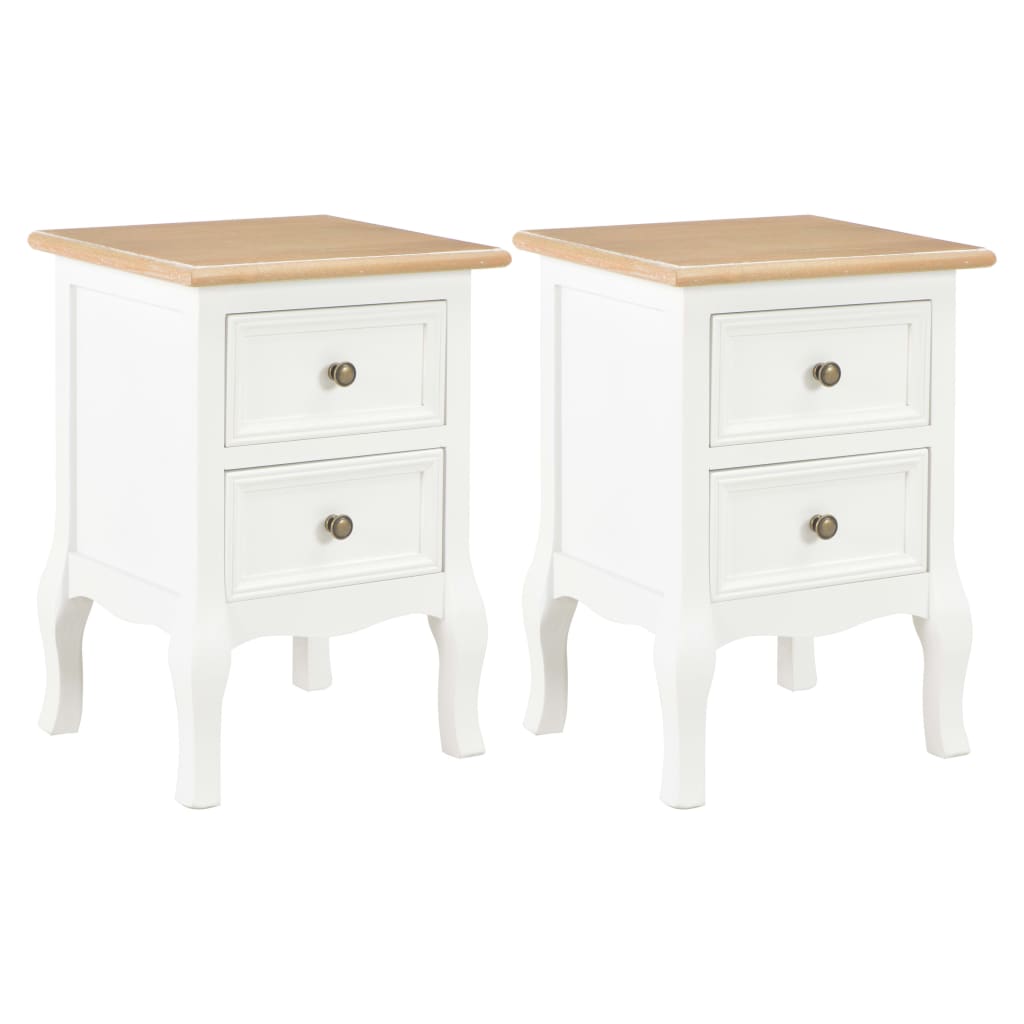 vidaXL Bedside Cabinet 2 pcs White 35x30x49 cm MDF 1