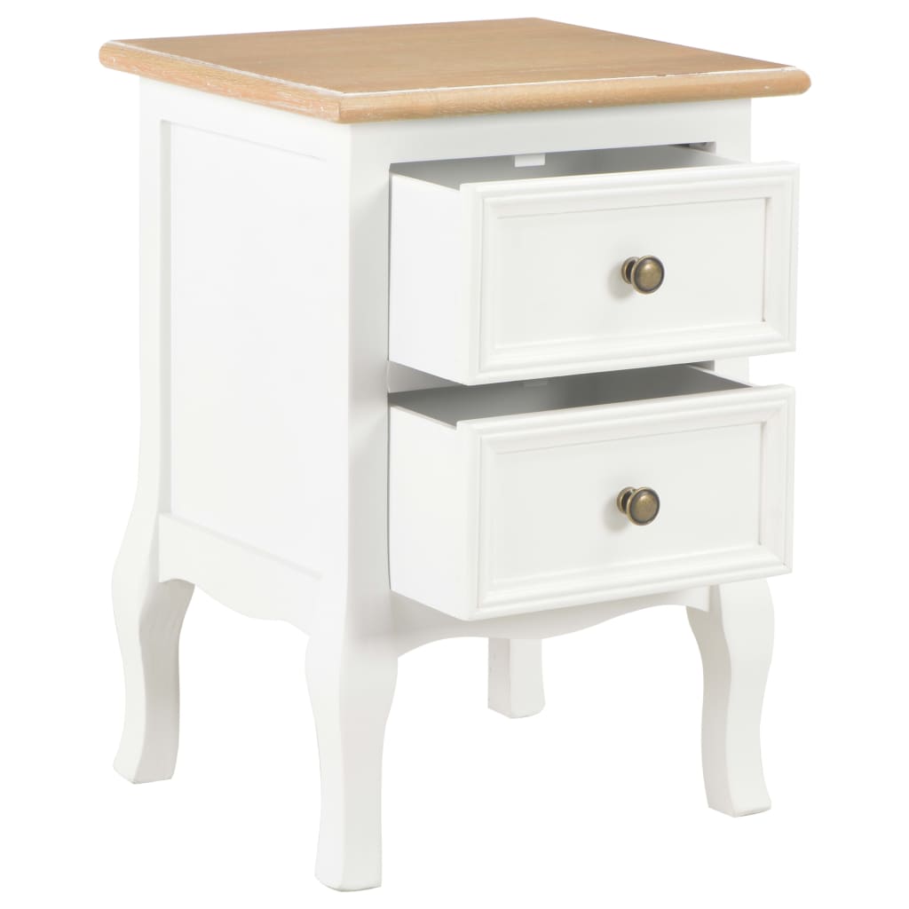 vidaXL Bedside Cabinet 2 pcs White 35x30x49 cm MDF 3