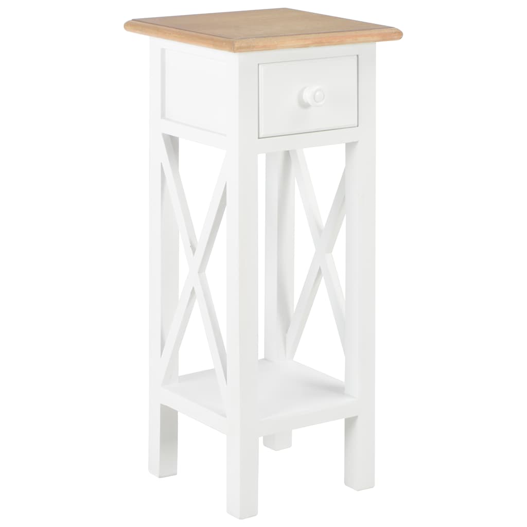 Side Table with Drawer Brown and white