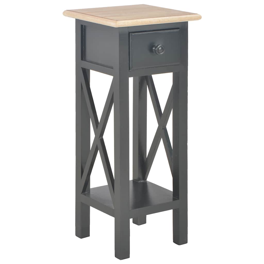 Side Table with Drawer Brown and black