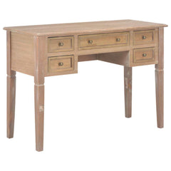 Writing Desk with 5 Drawers Brown