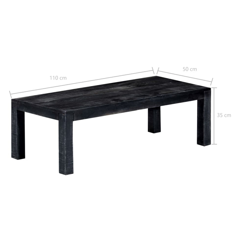 Coffee Table Black 110x50x35 cm Solid Mango Wood