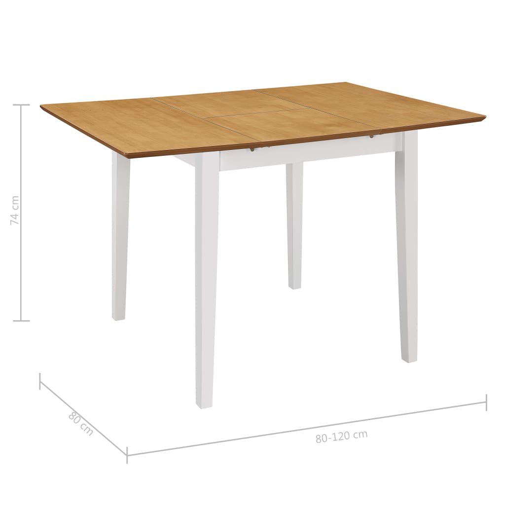 vidaXL Extendable Dining Table White (80-120)x80x74 cm MDF 6