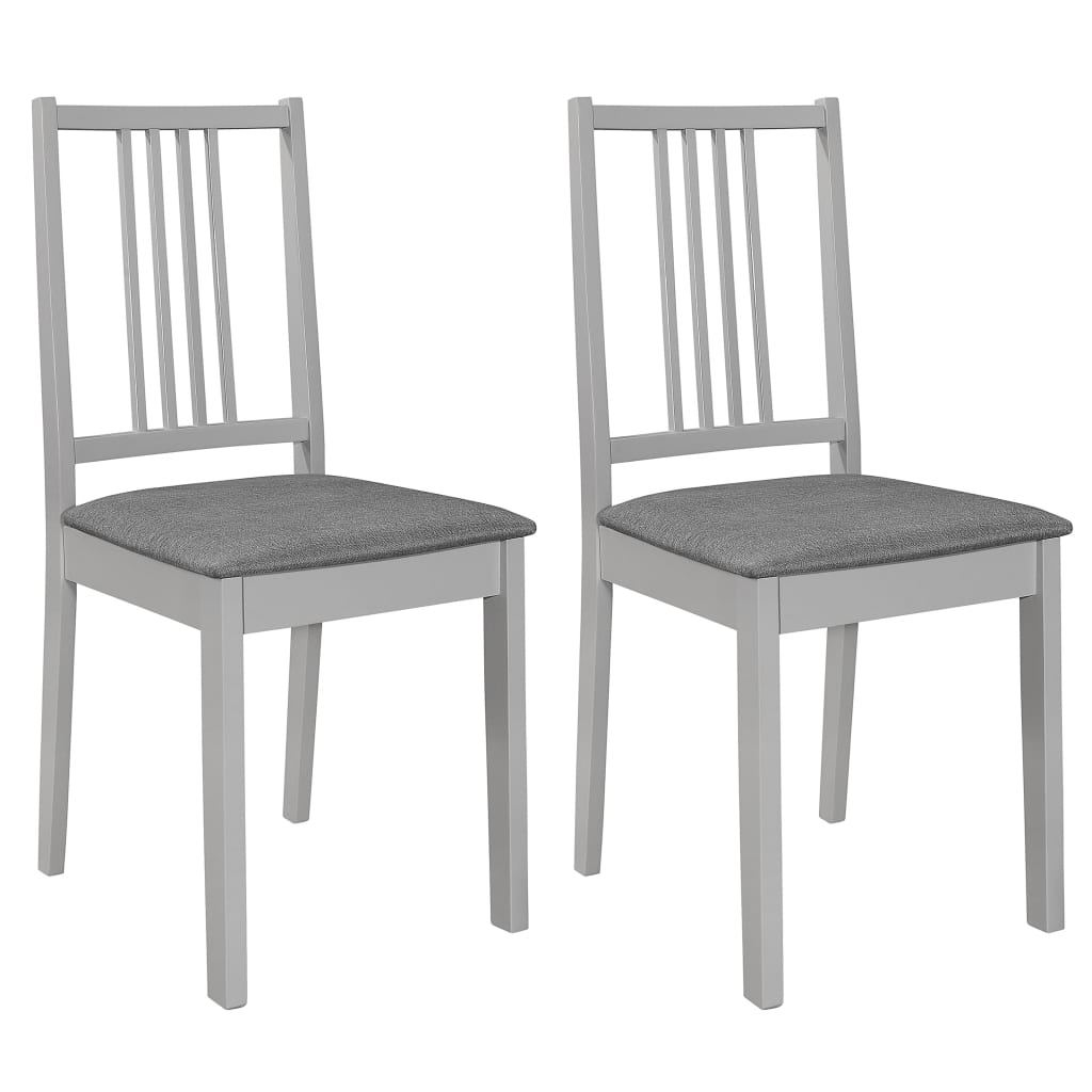 vidaXL Dining Chairs with Cushions 2 pcs Grey Solid Wood 1
