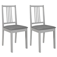 vidaXL Dining Chairs with Cushions 2 pcs Grey Solid Wood 1