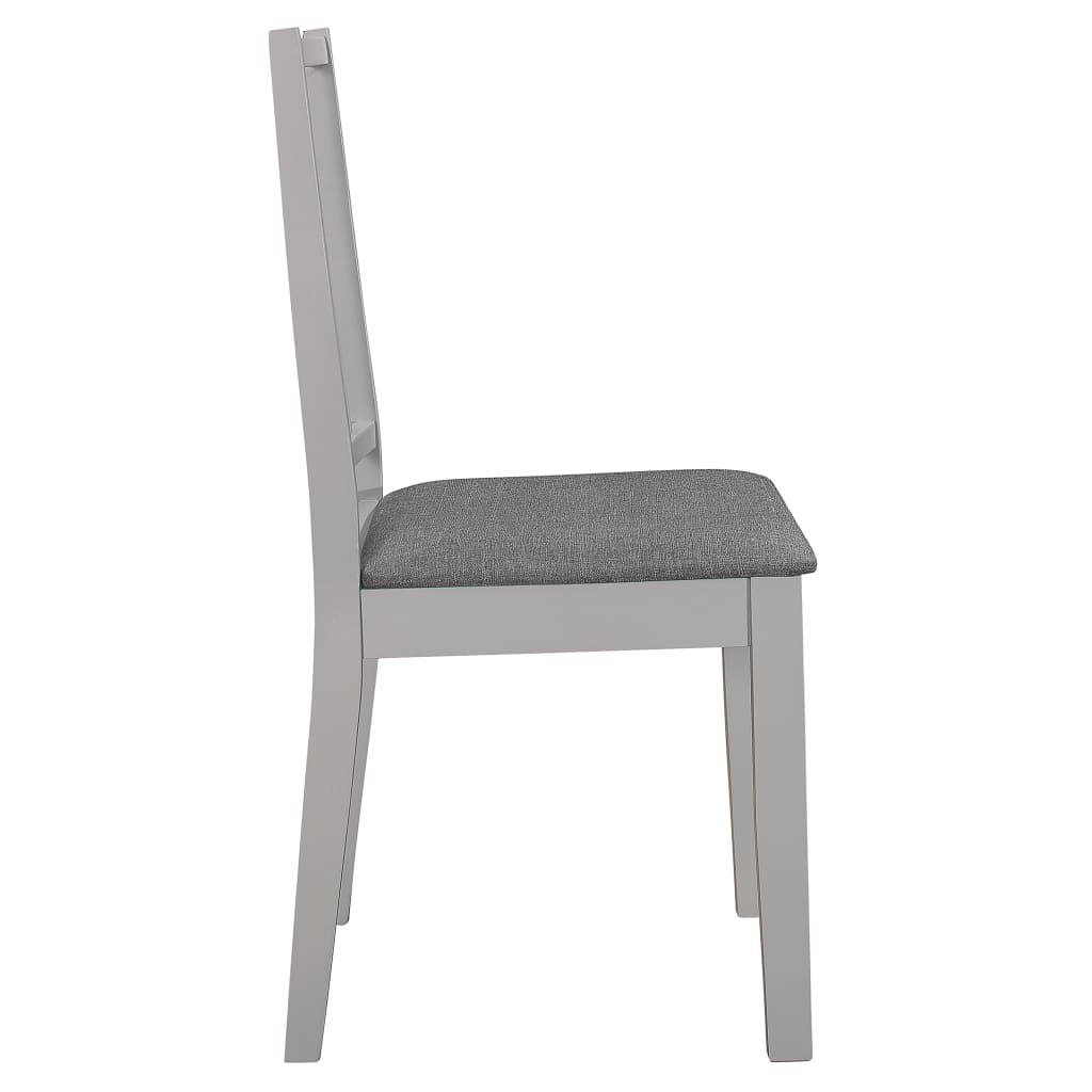 vidaXL Dining Chairs with Cushions 2 pcs Grey Solid Wood 4