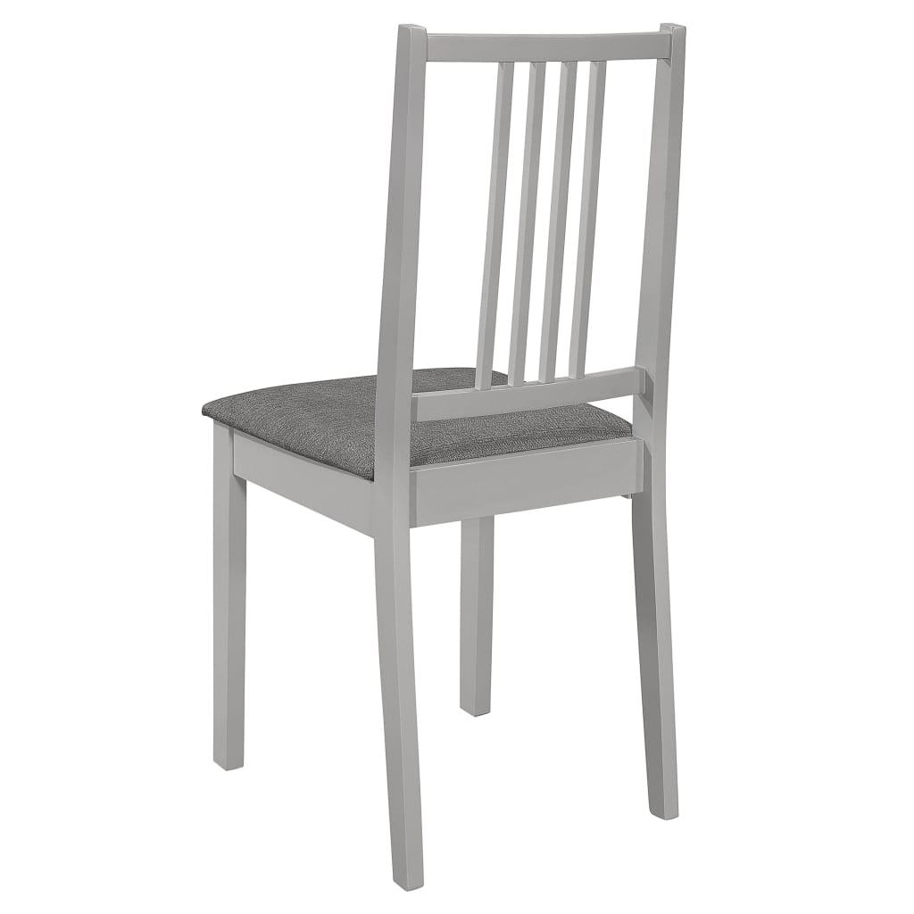 vidaXL Dining Chairs with Cushions 2 pcs Grey Solid Wood 5