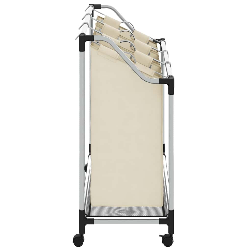 vidaXL Laundry Sorter with 3 Bags Cream Steel 6