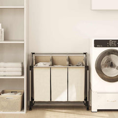 vidaXL Laundry Sorter with 3 Bags Cream Steel 1