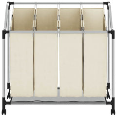 vidaXL Laundry Sorter with 4 Bags Cream Steel 5