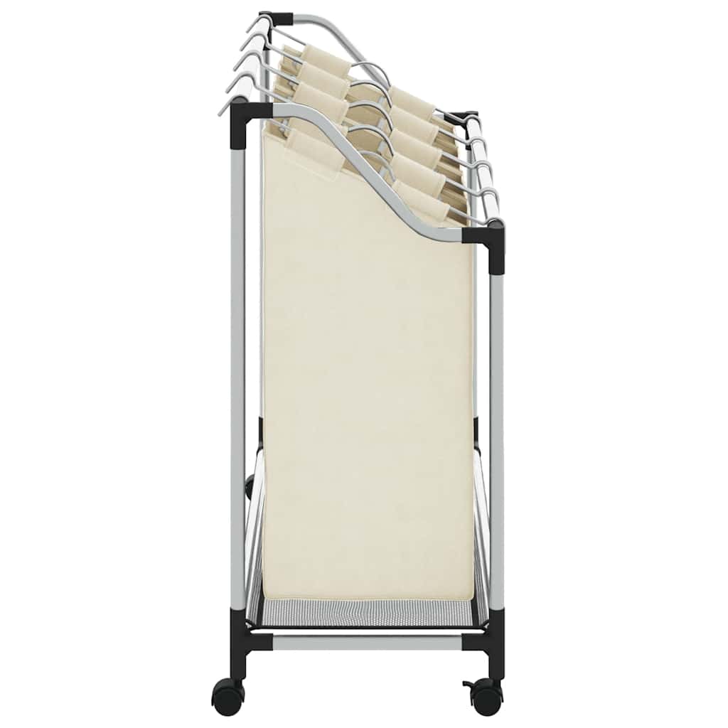 vidaXL Laundry Sorter with 4 Bags Cream Steel 6