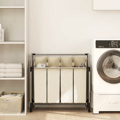 vidaXL Laundry Sorter with 4 Bags Cream Steel 1