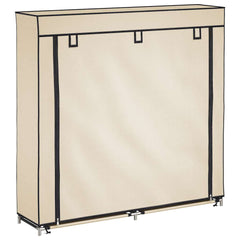 vidaXL Shoe Cabinet with Cover Cream 115x28x110 cm Fabric 2