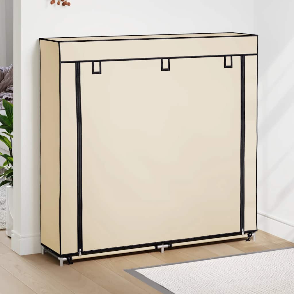 vidaXL Shoe Cabinet with Cover Cream 115x28x110 cm Fabric 1