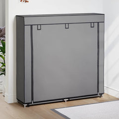 vidaXL Shoe Cabinet with Cover Grey 115x28x110 cm Fabric 1