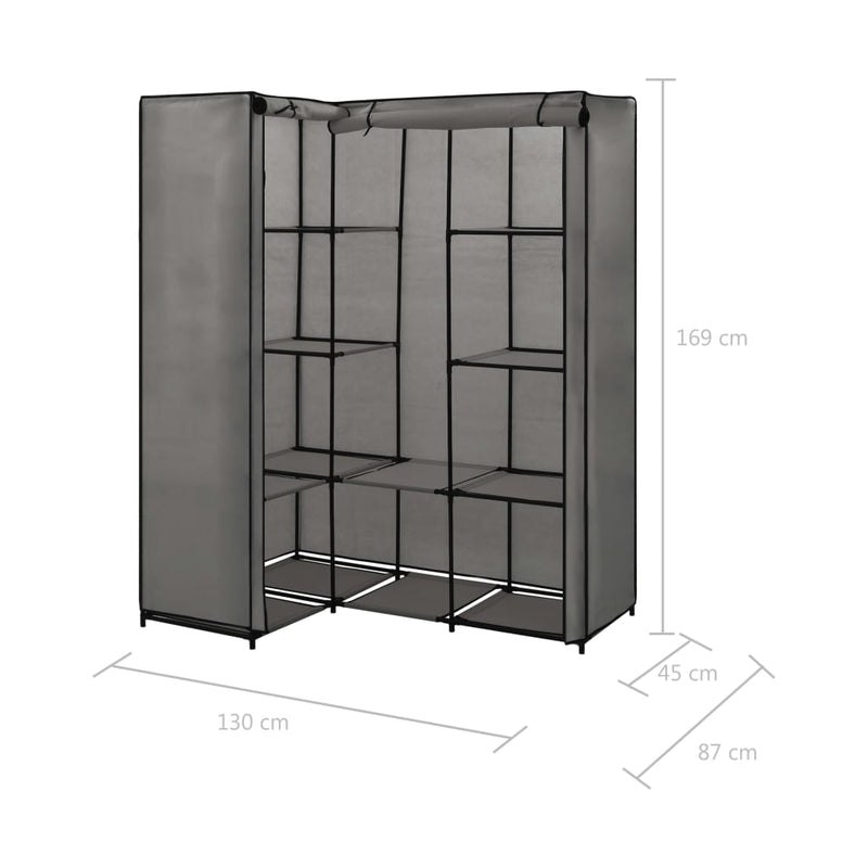 Corner Wardrobe Grey 130x87x169 cm