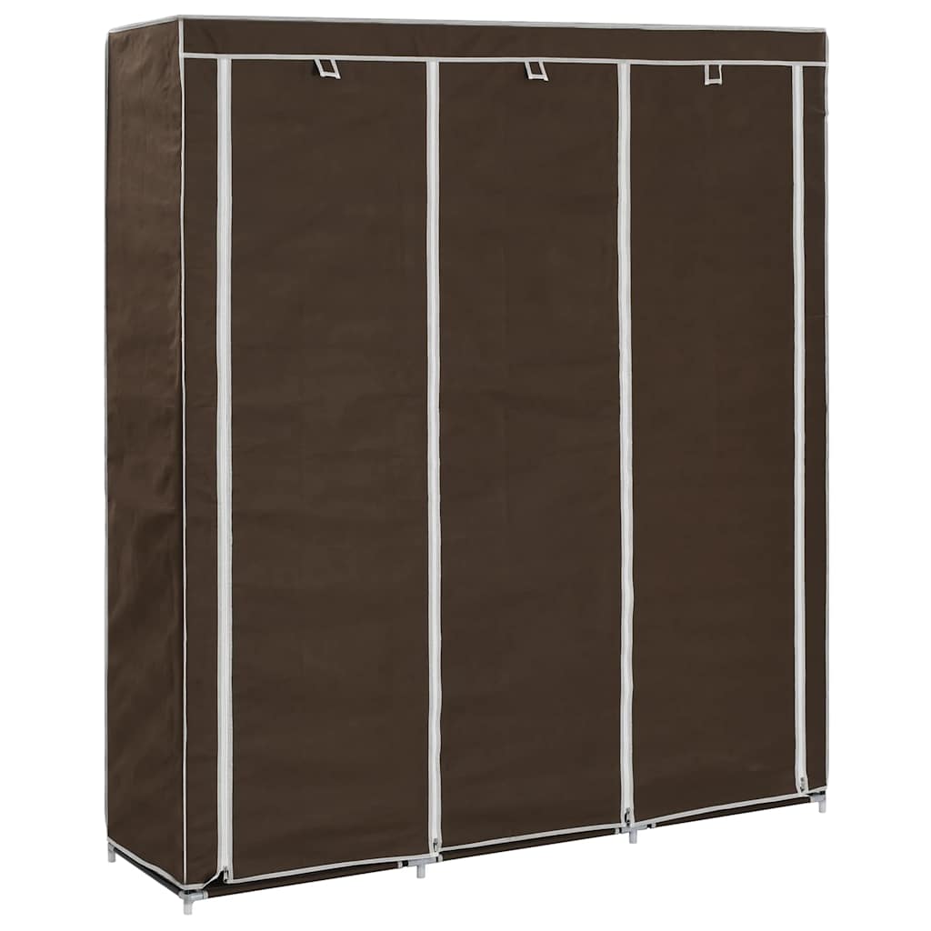 Wardrobe with Compartments and Rods 150x45x175 cm Fabric Brown