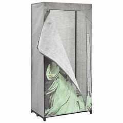 vidaXL Wardrobe | Grey, Multicolour | Polyester, Iron | Medium | Collapsible 4