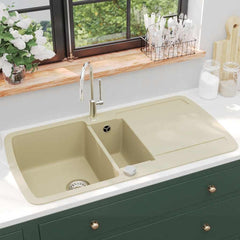 Granite Kitchen Sink Double Basin Beige