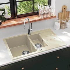 Granite Kitchen Sink Double Basin Beige