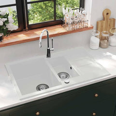 Granite Kitchen Sink Double Basin White