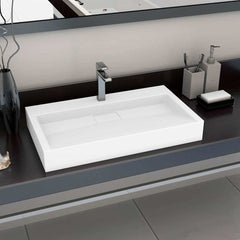 Wash Basin Mineral Cast/Marble Cast White Standard 80 cm 11 cm 46 cm