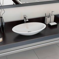 Wash Basin Mineral Cast/Marble Cast White Standard 59.3 cm 10.7 cm 35.1 cm
