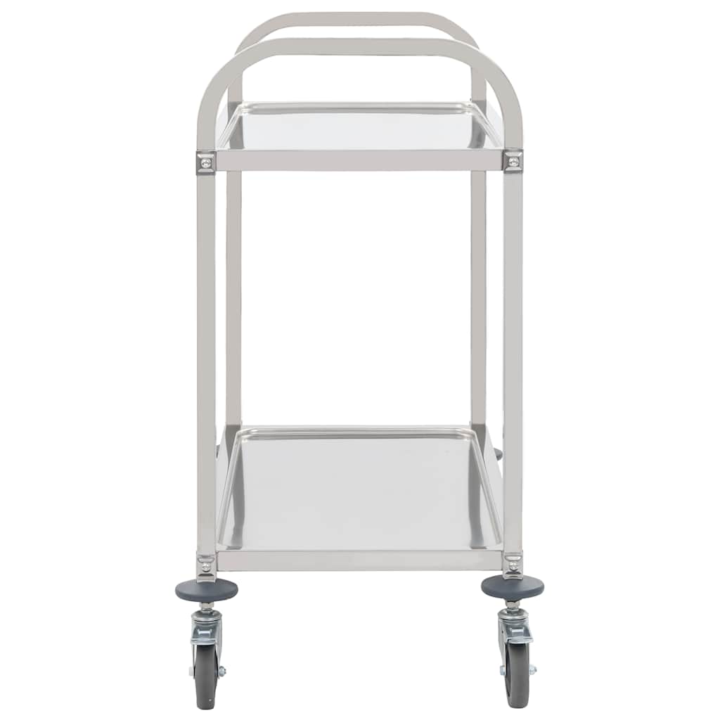 vidaXL 2-Tier Kitchen Trolley 95x45x83.5 cm Stainless Steel 3