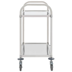 vidaXL 2-Tier Kitchen Trolley 95x45x83.5 cm Stainless Steel 3