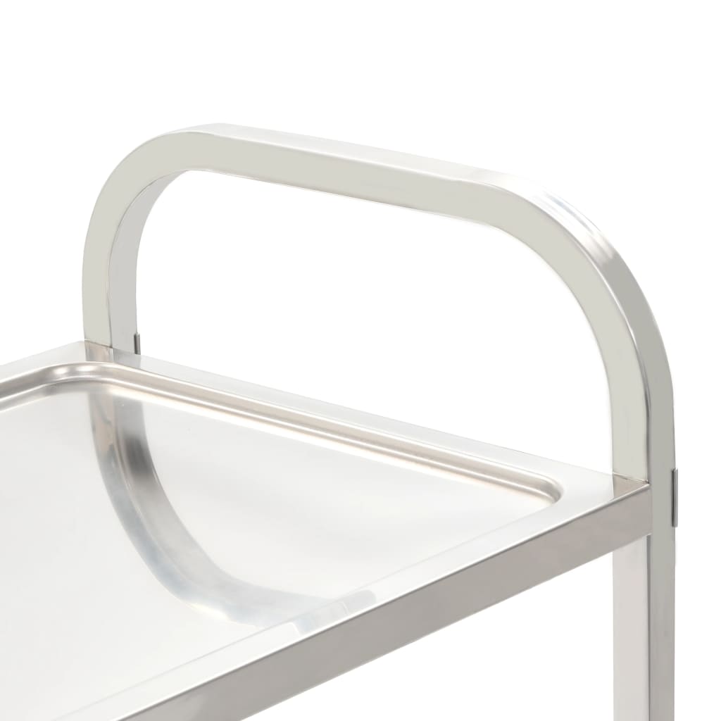 vidaXL 2-Tier Kitchen Trolley 95x45x83.5 cm Stainless Steel 4