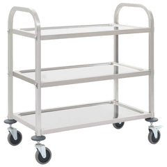 2-Tier Kitchen Trolley 96.5x55x90 cm Stainless Steel 96.5 cm 90 cm 3 tiers