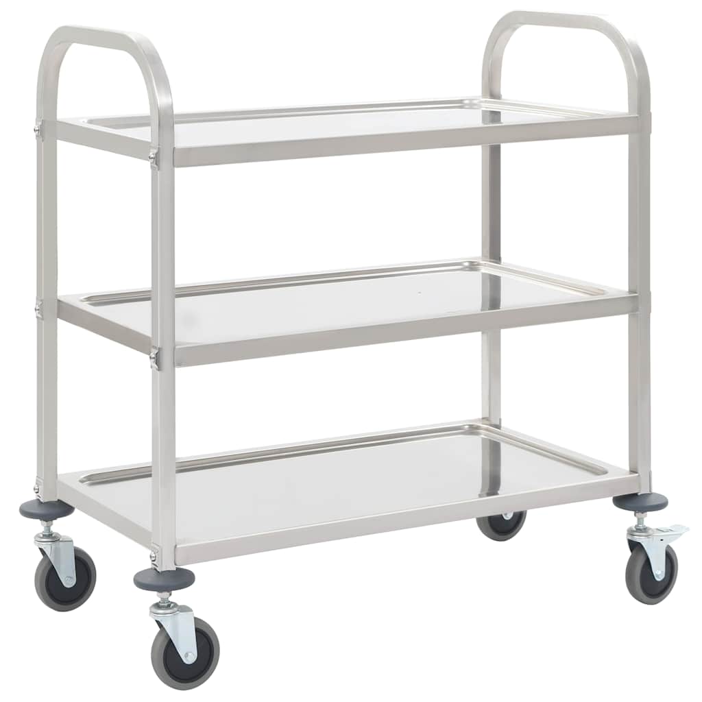 2-Tier Kitchen Trolley 95x45x83.5 cm Stainless Steel 3 tiers