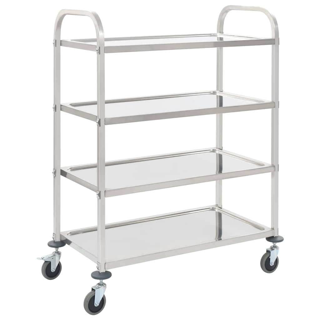2-Tier Kitchen Trolley 96.5x55x90 cm Stainless Steel 107 cm 125 cm 4 tiers