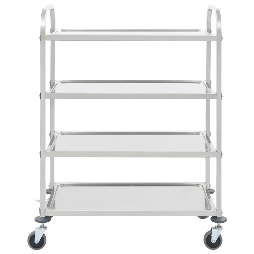 2-Tier Kitchen Trolley 96.5x55x90 cm Stainless Steel 107 cm 125 cm 4 tiers
