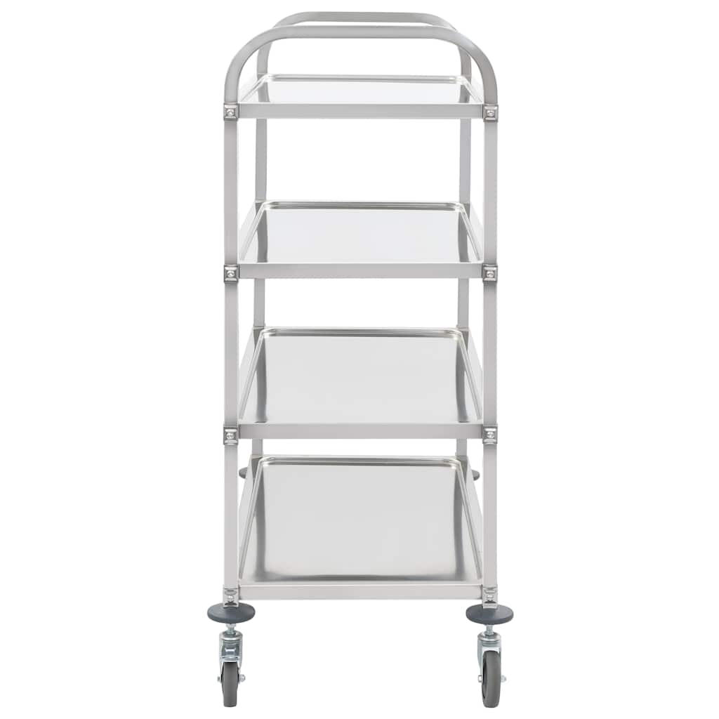 2-Tier Kitchen Trolley 96.5x55x90 cm Stainless Steel 107 cm 125 cm 4 tiers