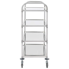 2-Tier Kitchen Trolley 96.5x55x90 cm Stainless Steel 107 cm 125 cm 4 tiers