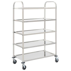 2-Tier Kitchen Trolley 96.5x55x90 cm Stainless Steel 107 cm 147 cm 5 tiers