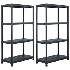 vidaXL Storage Shelf Racks 2 pcs Black 60x30x138 cm Plastic 1