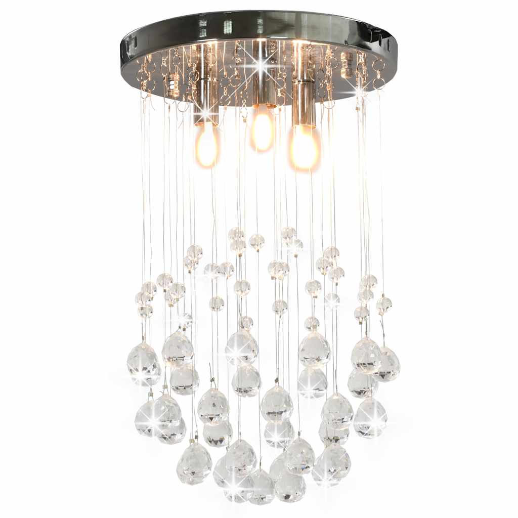 281575 vidaXL Ceiling Lamp with Crystal Beads Silver Sphere 3 x G9 Bulbs 1
