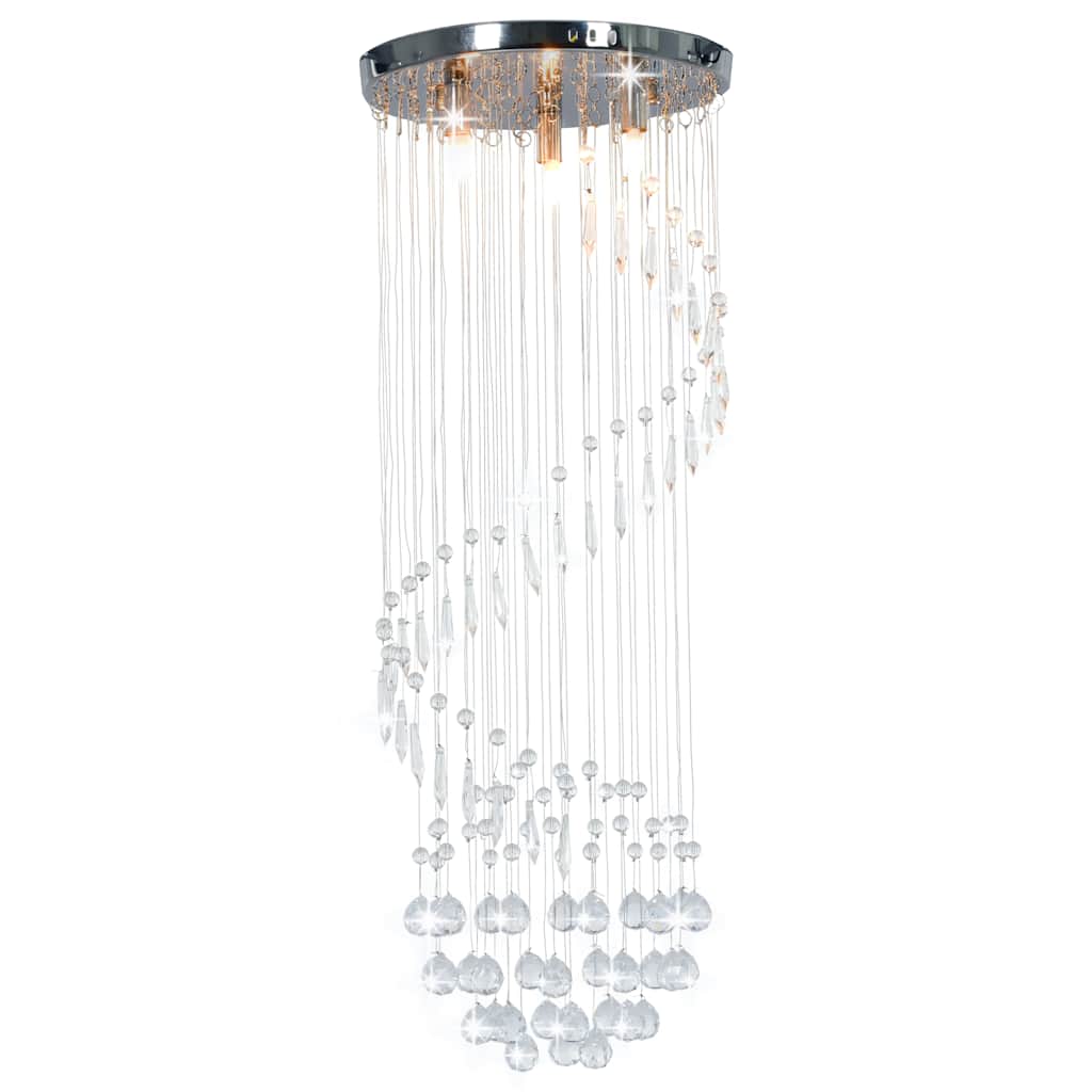 281577 vidaXL Ceiling Lamp with Crystal Beads Silver Spiral G9 1