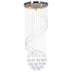 281577 vidaXL Ceiling Lamp with Crystal Beads Silver Spiral G9 1