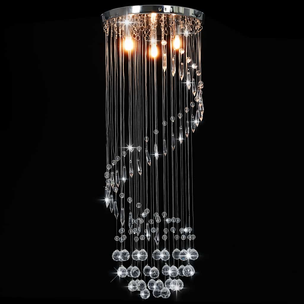 281577 vidaXL Ceiling Lamp with Crystal Beads Silver Spiral G9 2