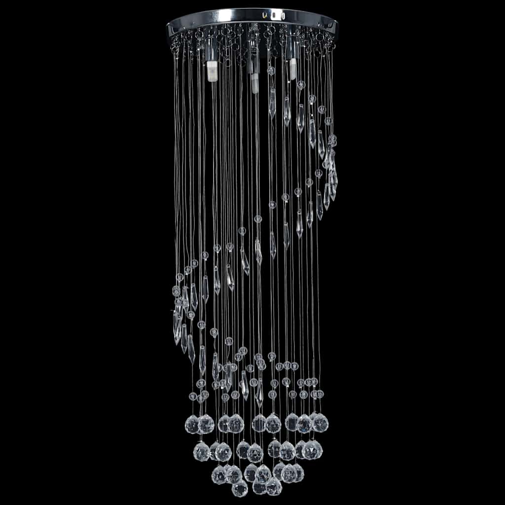 281577 vidaXL Ceiling Lamp with Crystal Beads Silver Spiral G9 3