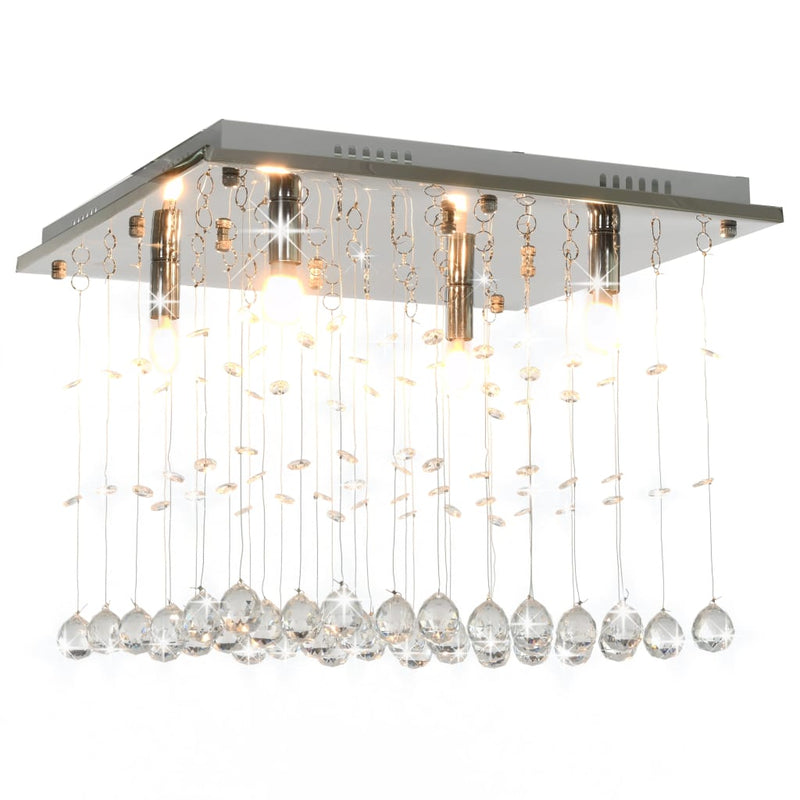 Ceiling Lamp with Crystal Beads Silver Cubic G9