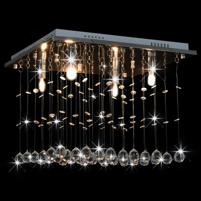 Ceiling Lamp with Crystal Beads Silver Cubic G9