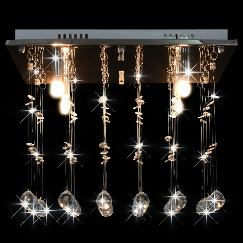 Ceiling Lamp with Crystal Beads Silver Cubic G9