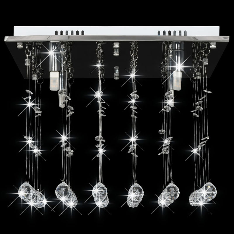 Ceiling Lamp with Crystal Beads Silver Cubic G9