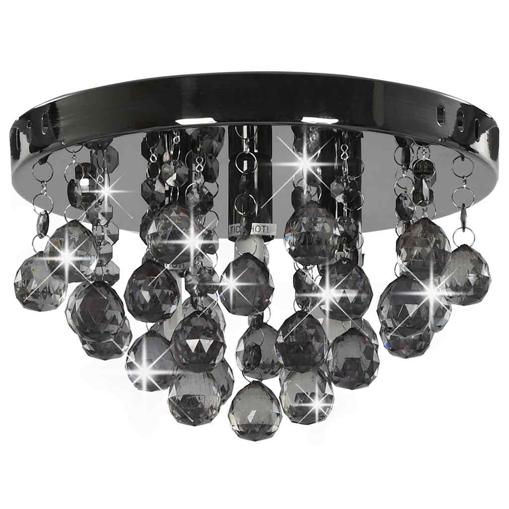 vidaXL Ceiling Lamp with Smoky Beads Black Round G9 2